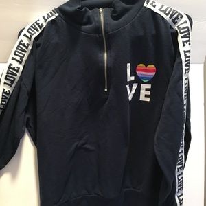 Love navy blue sweatshirt with rainbow heart L